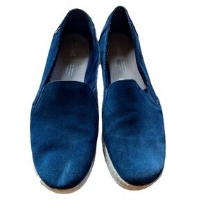 TOMS Navy Blue Suede Slip-On Flats - Womens Size 9 Espadrille